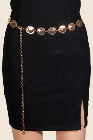 Hammered Metallic Discs Chain Belt