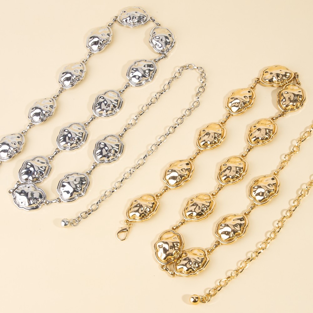 Abstract Metallic Oval Chain Belt