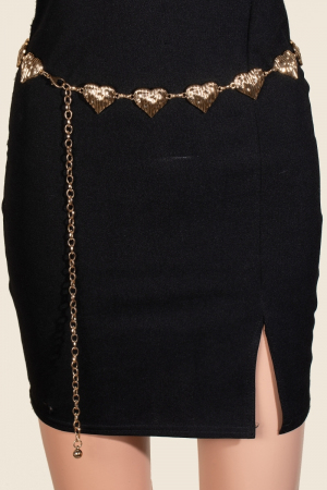 Textured Metallic Hearts Chain Belt