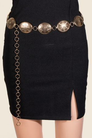 Intricate Boho Engraved Western Concho Chain Belt