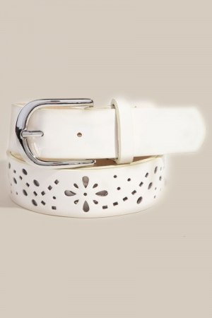 Floral Filigree Cut Out Vegan Leather Belt