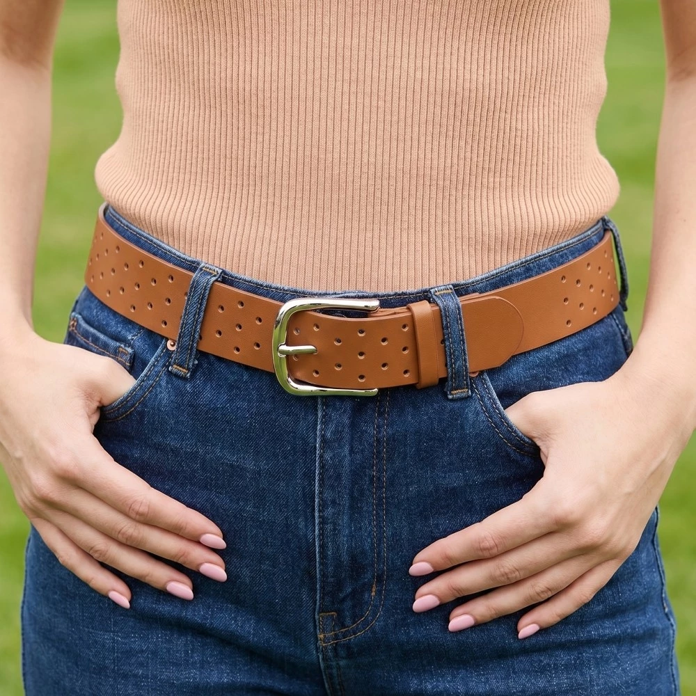 Hole Punched Faux Leather Belt