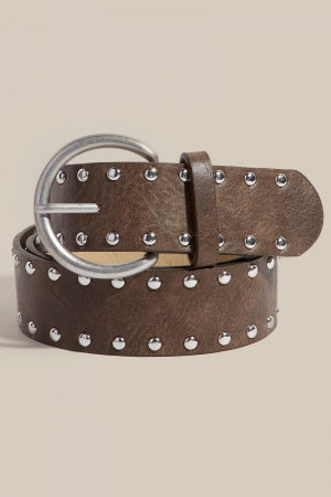 Metallic Studded Vegan Leather Belt