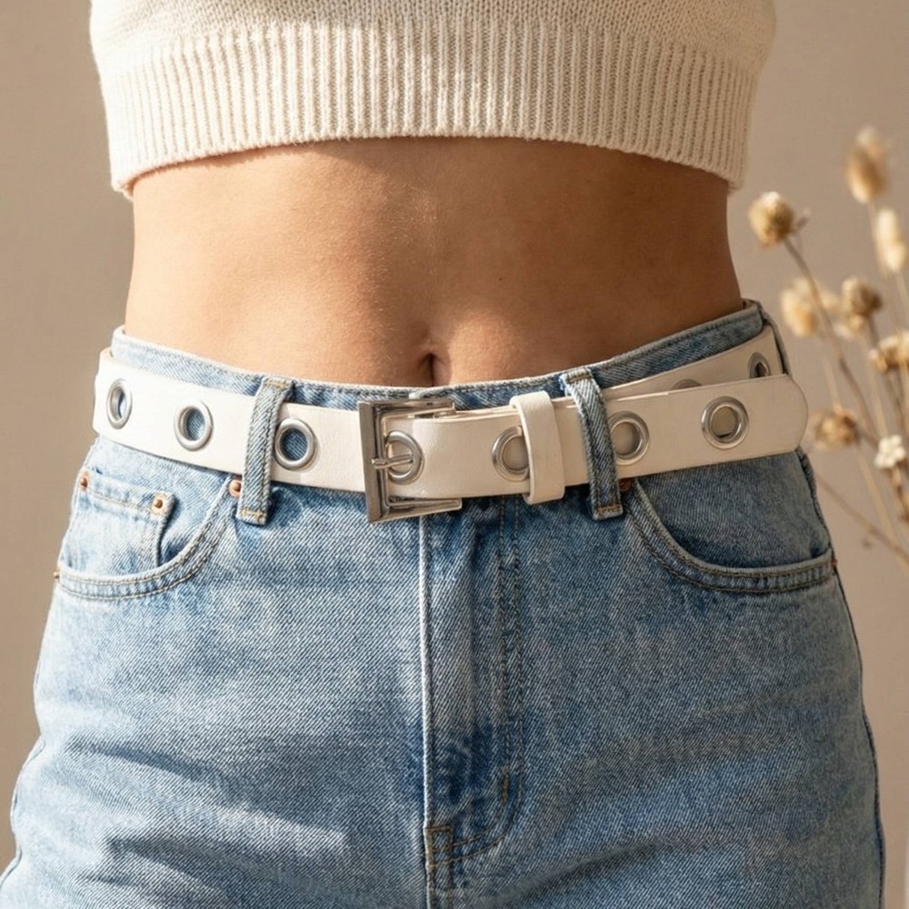 Simple Grommet Vegan Leather Belt