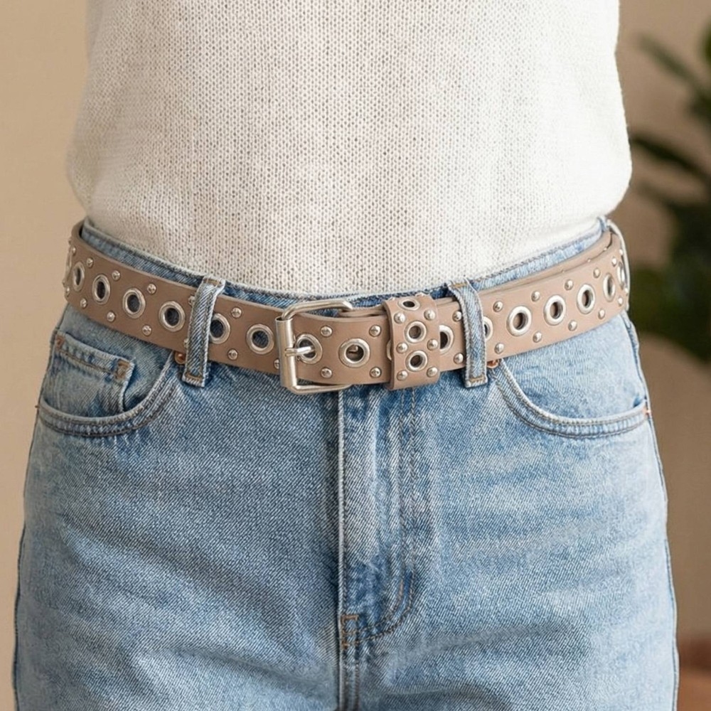 Studs And Grommet Vegan Leather Belt