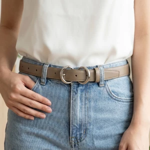 Slim Bonded Leather O Ring Buckle Belt