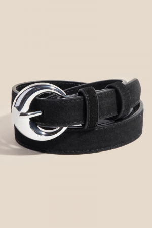 Round Buckle Rough Leather Belt