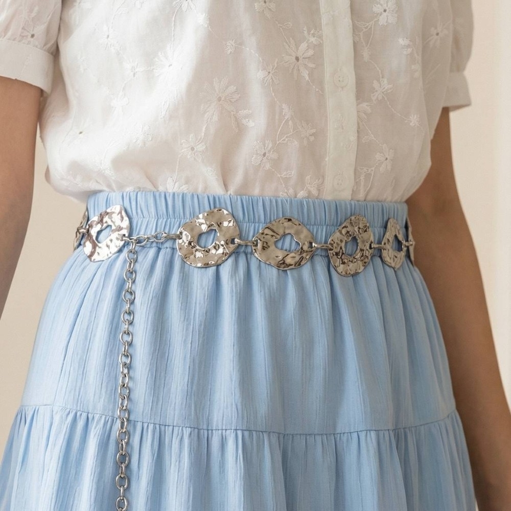 Warped Metallic Flat Hoop Chain Link Belt