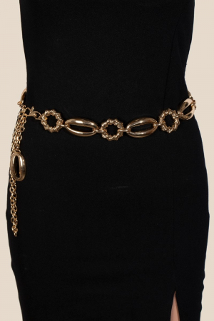 Mixed Metallic Oval Chain Belt