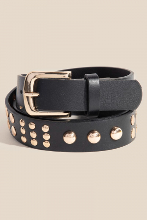 Metallic Dome Studded Vegan Leather Belt