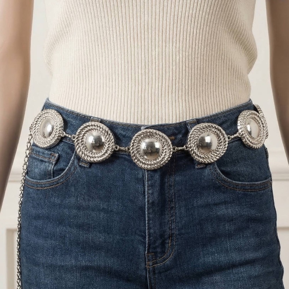 Metallic Rope Wrap Disc Chain Belt