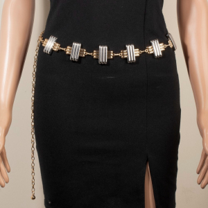Two Tone Layered Bars Chain Belt