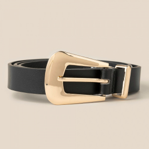 Bulky Buckle Faux Leather Belt
