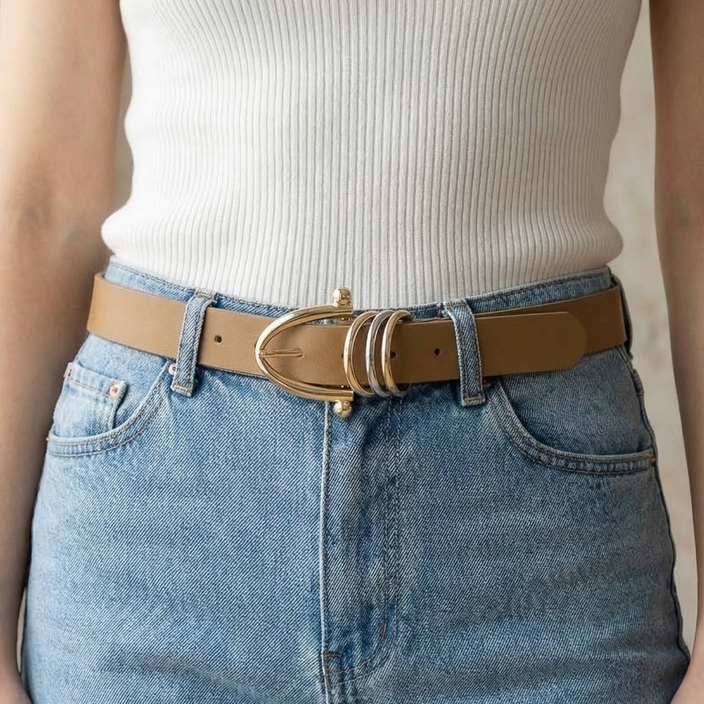 Triple Ring Faux Leather Belt