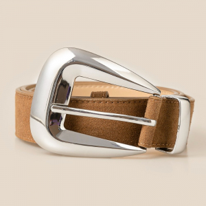 Large Buckle Rough Leather Belt