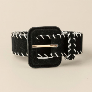Edge Stitch Trim Vegan Leather Belt