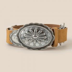 Western Oval Floral Buckle Belt