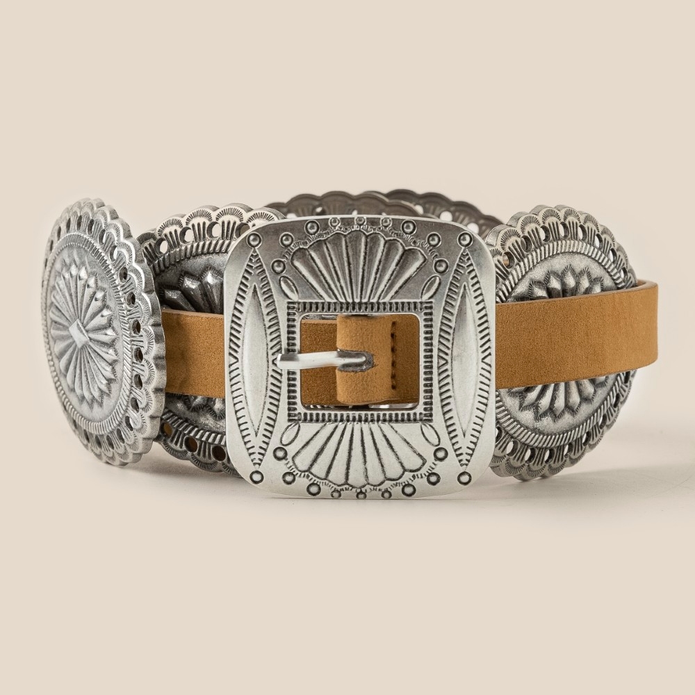 Western Concho Disc Decor Buckle Belt