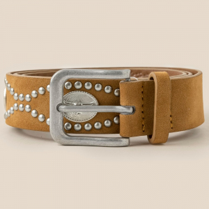 Western Studded Pattern Vegan Leather Belt