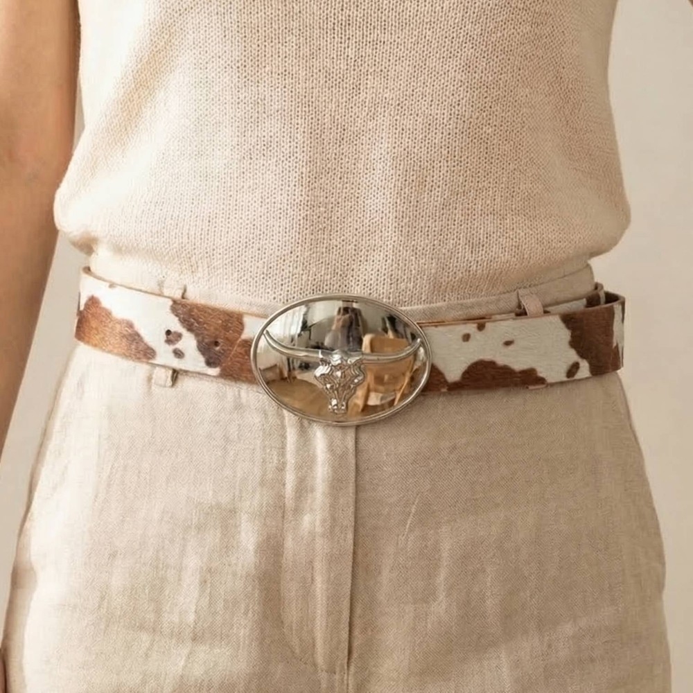 Glossy Longhorn Buckle Western Belt