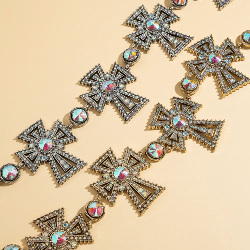 Pave Crystal Cross Chain Belt