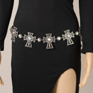Bejeweled Cross Chain Belt