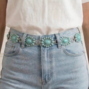 Western Turquoise Stone Bead Concho Disc Chain Belt