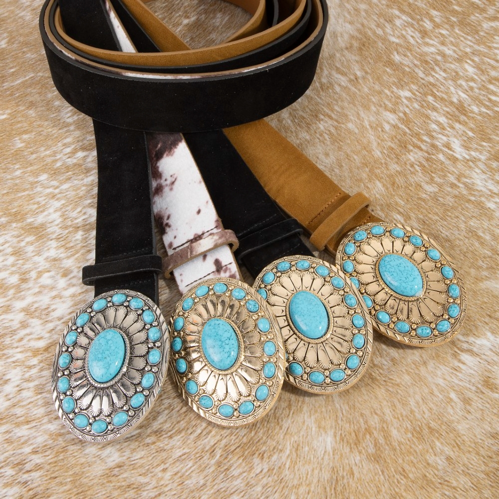 Western Large Oval Concho Buckle Belt