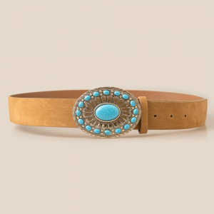 Large Western Turquoise Stone Buckle Belt