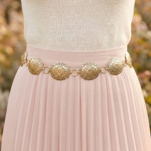 Oval Western Concho Disc Chain Belt