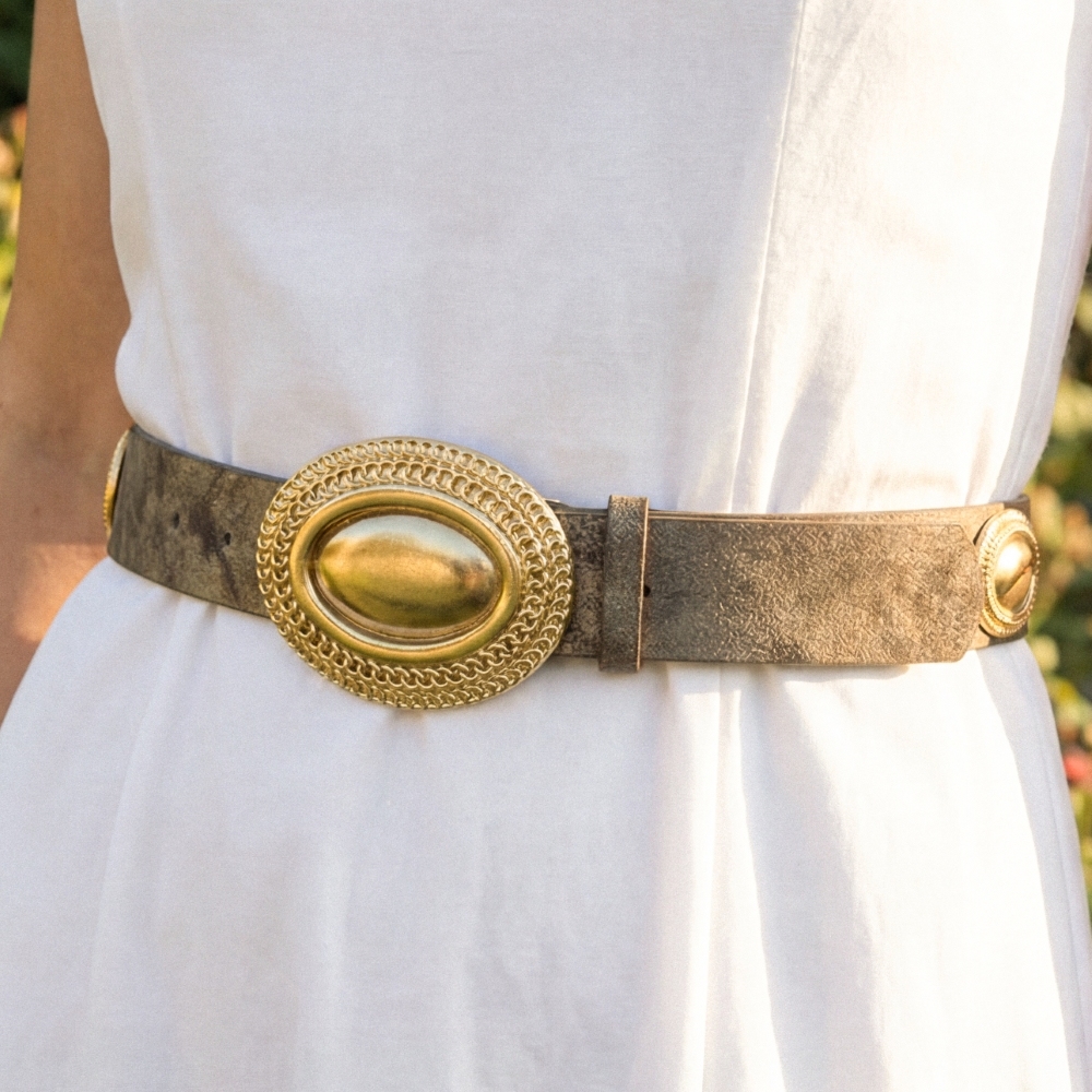 Western Ornate Ovals Vegan Leather Belt