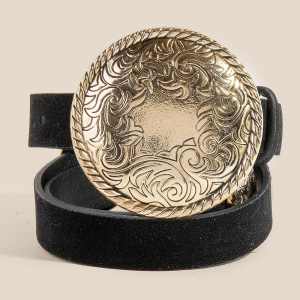 Western Concho Disc Buckle Vegan Leather Belt