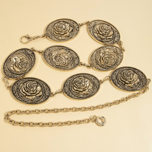 Western Engraved Flower Disc Chain Belt