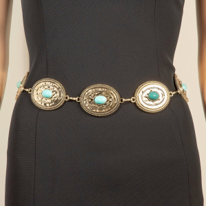 Single Stud Oval Concho Chain Belt