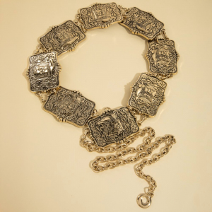 Western Engraved Cowboy Boot Chain Belt