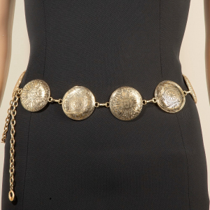 Western Concho Engraved Discs Chain Belt