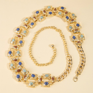 Western Concho Stone Chain Belt