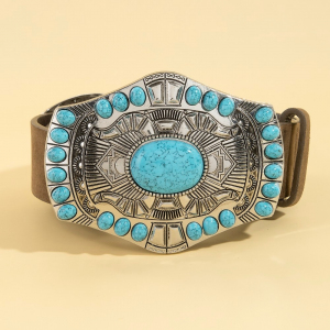 Western Turquoise Concho Buckle Belt