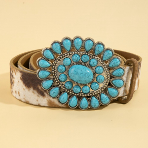 Western Concho Turquoise Stone Buckle Belt