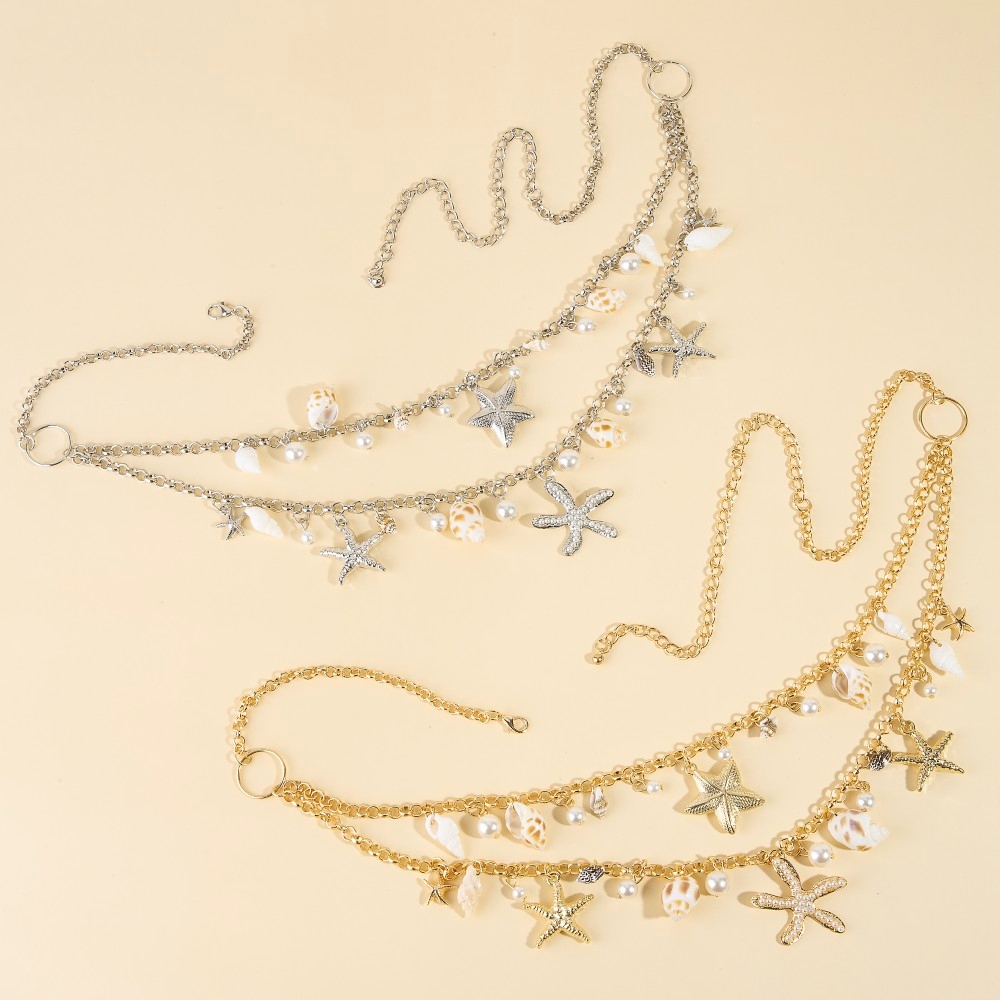 Assorted Sealife Charms Layered Chain Belt