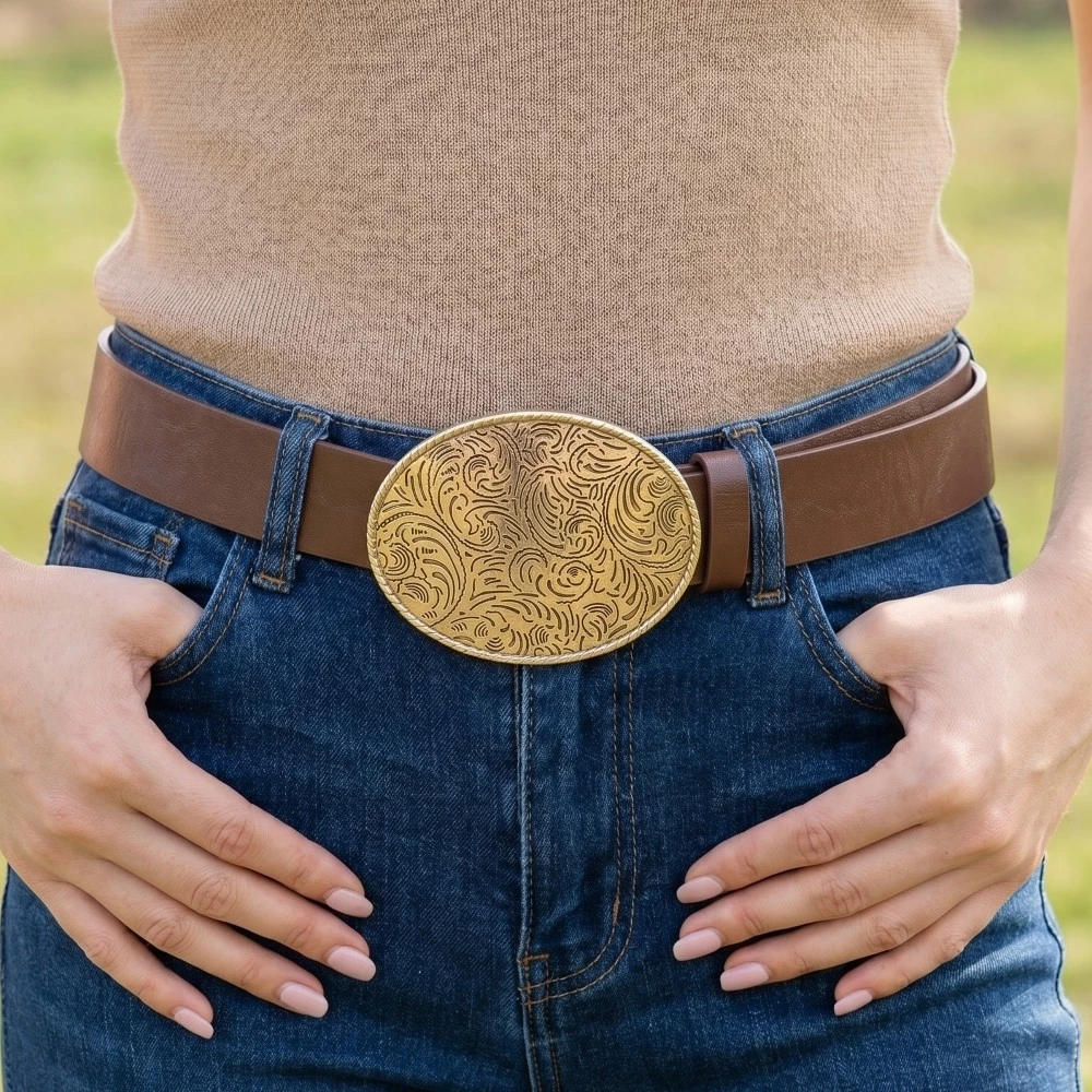 Western Oval Concho Vegan Leather Belt