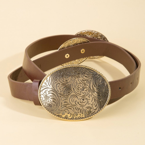Western Oval Concho Vegan Leather Belt