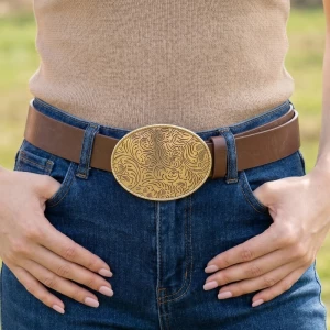 Western Oval Concho Vegan Leather Belt