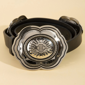 Western Large Concho Vegan Leather Belt