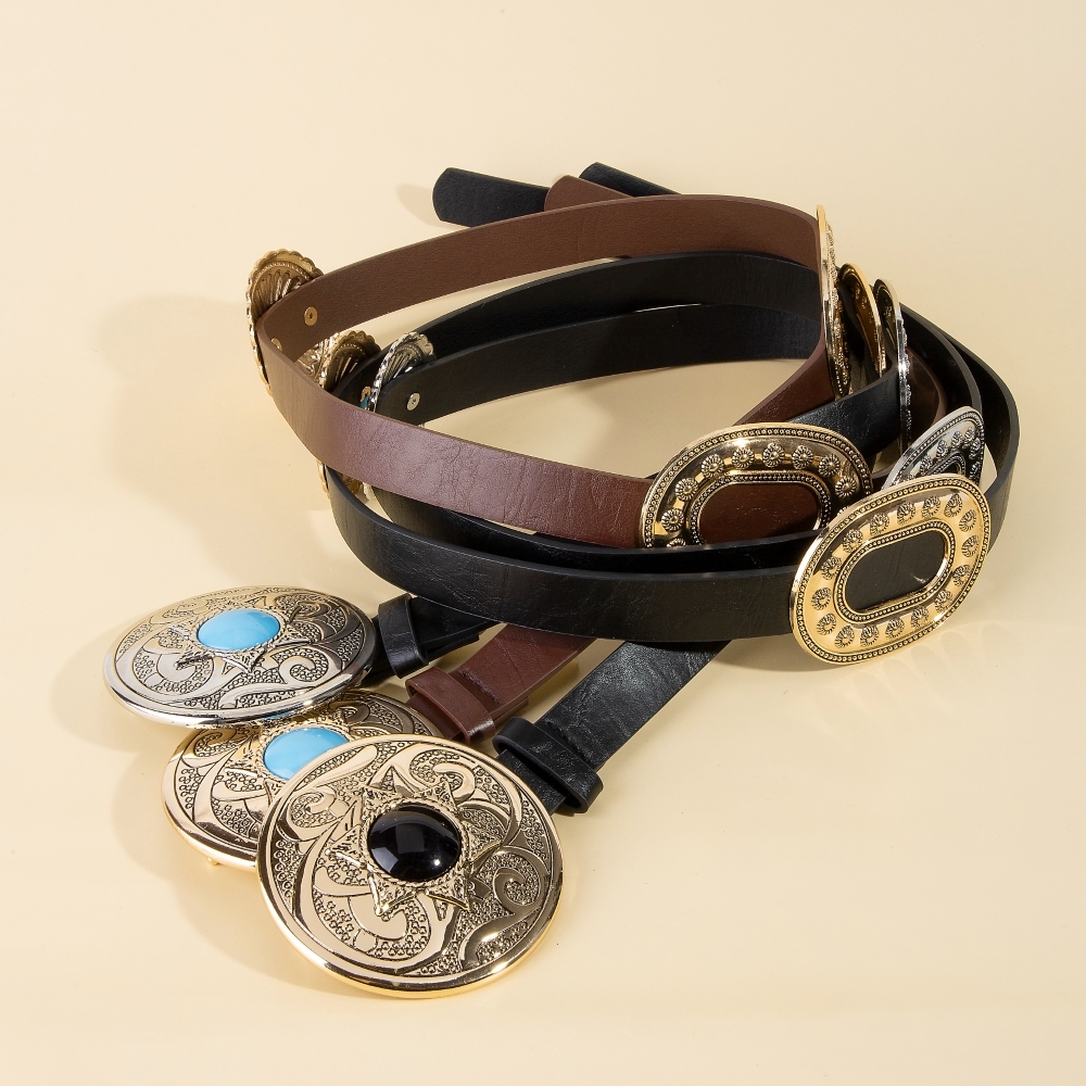 Western Concho Accent Vegan Leather Belt