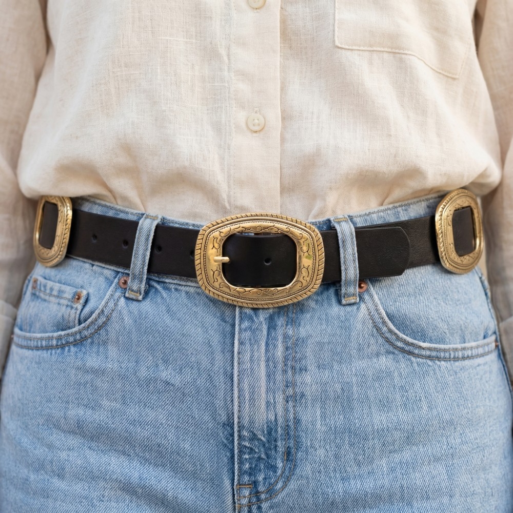Western Concho Vegan Leather Belt