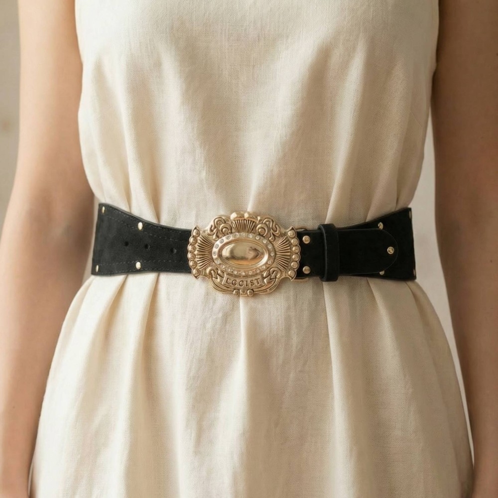 Western Style Concho Vegan Leather Belt