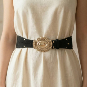 Western Style Concho Vegan Leather Belt