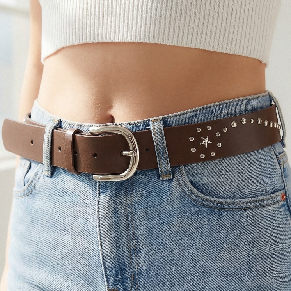 Studded Star Vegan Leather Belt