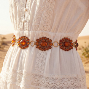 Western Concho Gem Chain Belt